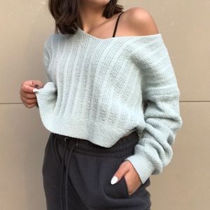 Teal off the shoulder sweater!★☻